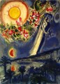 Amantes en el cielo de Niza contemporáneo Marc Chagall